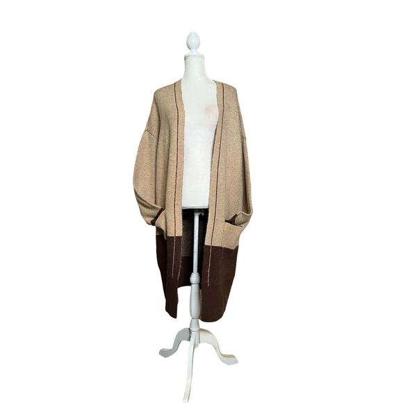 Devotion By Cyrus Oatmeal Heather Long Open Cardigan Duster Size XL NEW - Picture 1 of 8